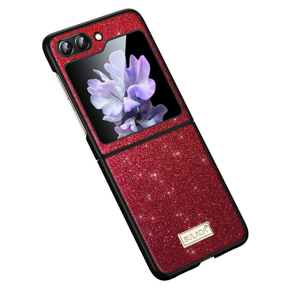 SULADA For Samsung Galaxy Z Flip5 5G Glitter Sequins Shiny Case PU Leather Coated PC TPU Anti Slip Shockproof Cover SULADA For Samsung Galaxy Z Flip5 5G Glitter Sequins Shiny Case PU Leather Coated PC TPU Anti Slip Shockproof Cover